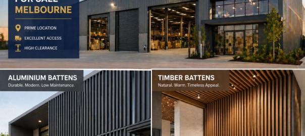 warehouse for sale melbourne with aluminium and timber battens