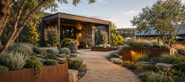 Raised garden beds for travel venue
