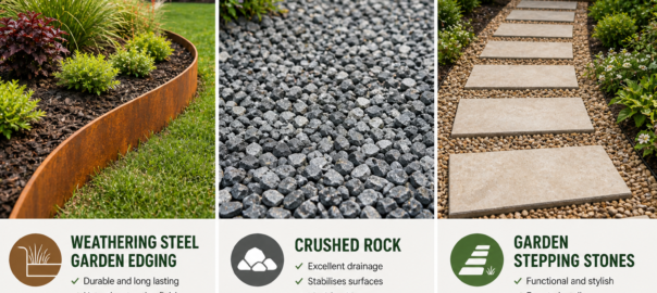 garden edging rock and stepping stones